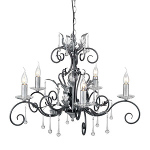 Elstead Lighting Chandelier from the Amarilli range. Amarilli 5 Light Chandelier Product Code = AML5-BLK-SILVER