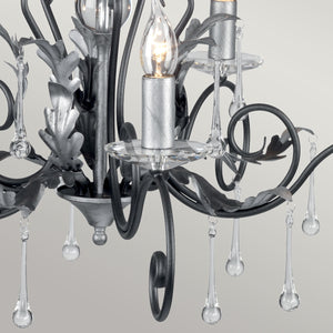 Elstead Lighting Chandelier from the Amarilli range. Amarilli 5 Light Chandelier Product Code = AML5-BLK-SILVER