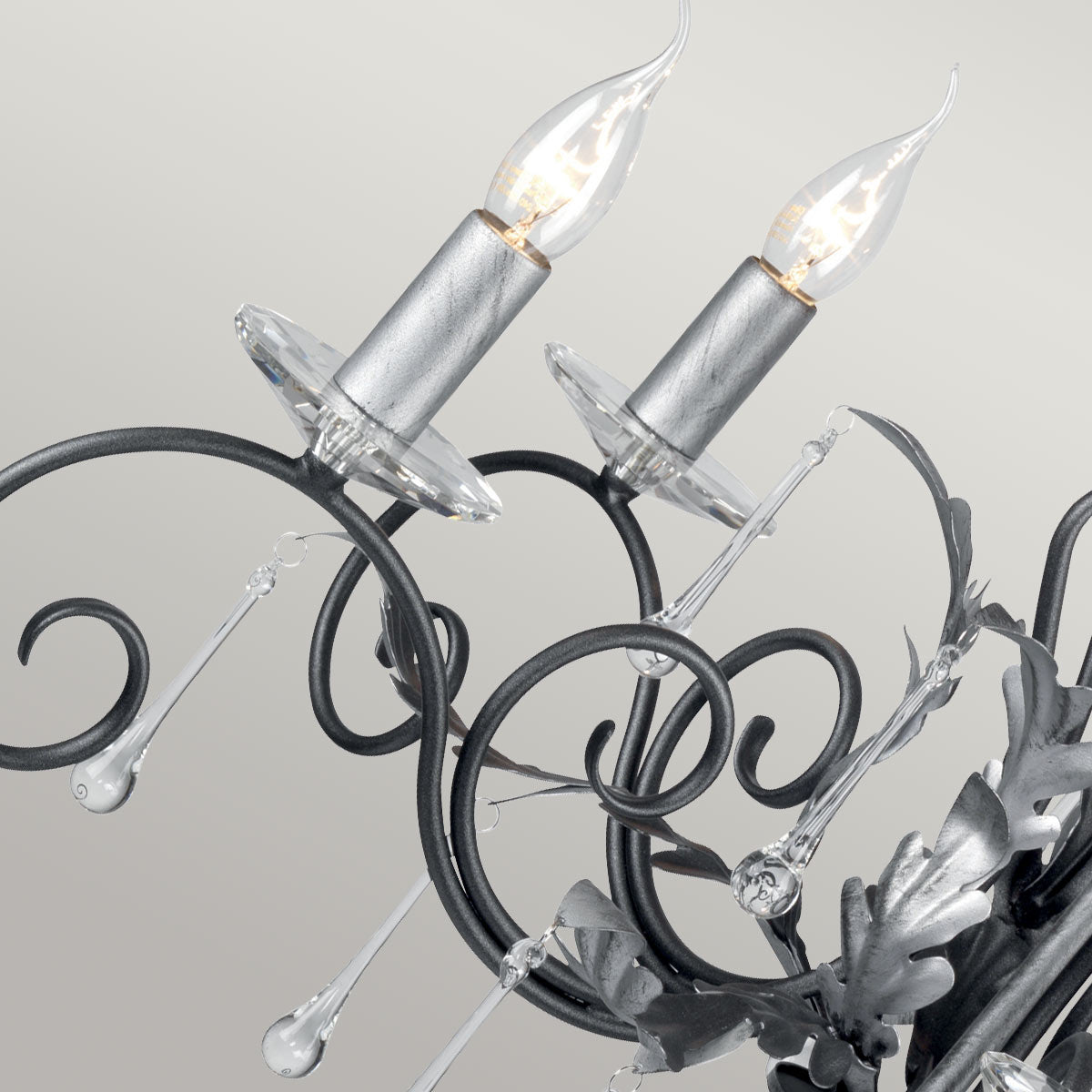 Elstead Lighting Chandelier from the Amarilli range. Amarilli 5 Light Chandelier Product Code = AML5-BLK-SILVER
