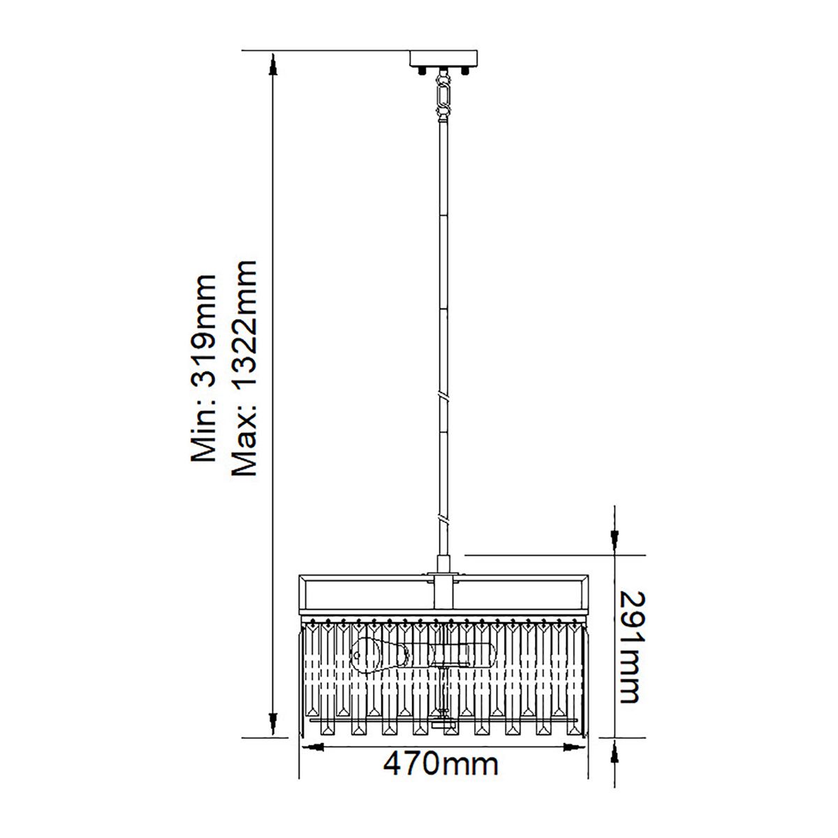 Elstead Lighting Chandelier from the Aries range. Aries 4 Light Large Chandelier – SKU ARIES-4P-L