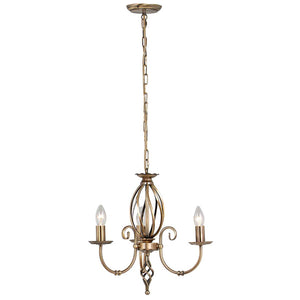 Elstead Lighting Chandelier from the Artisan range. Artisan 3 Light Chandelier Product Code = ART3-AGD-BRASS