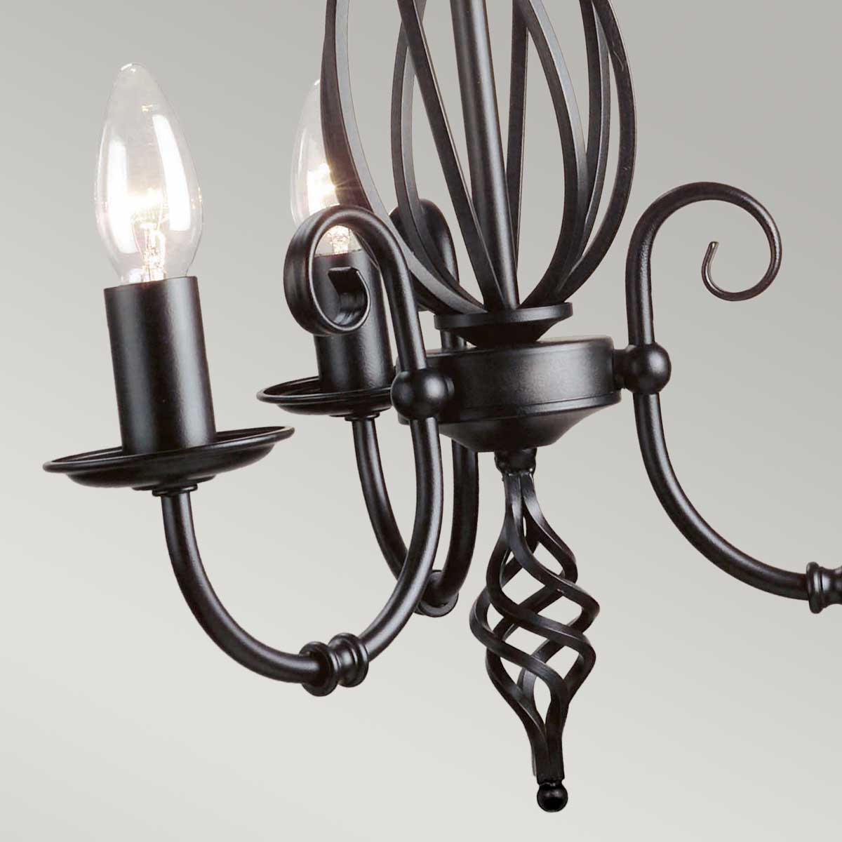 Elstead Lighting Chandelier from the Artisan range. Artisan 3 Light Chandelier Product Code = ART3-BLACK