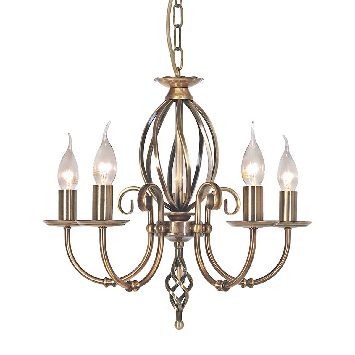 Elstead Lighting Chandelier from the Artisan range. Artisan 5 Light Chandelier Product Code = ART5-AGD-BRASS