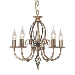 Elstead Lighting Chandelier from the Artisan range. Artisan 5 Light Chandelier Product Code = ART5-AGD-BRASS