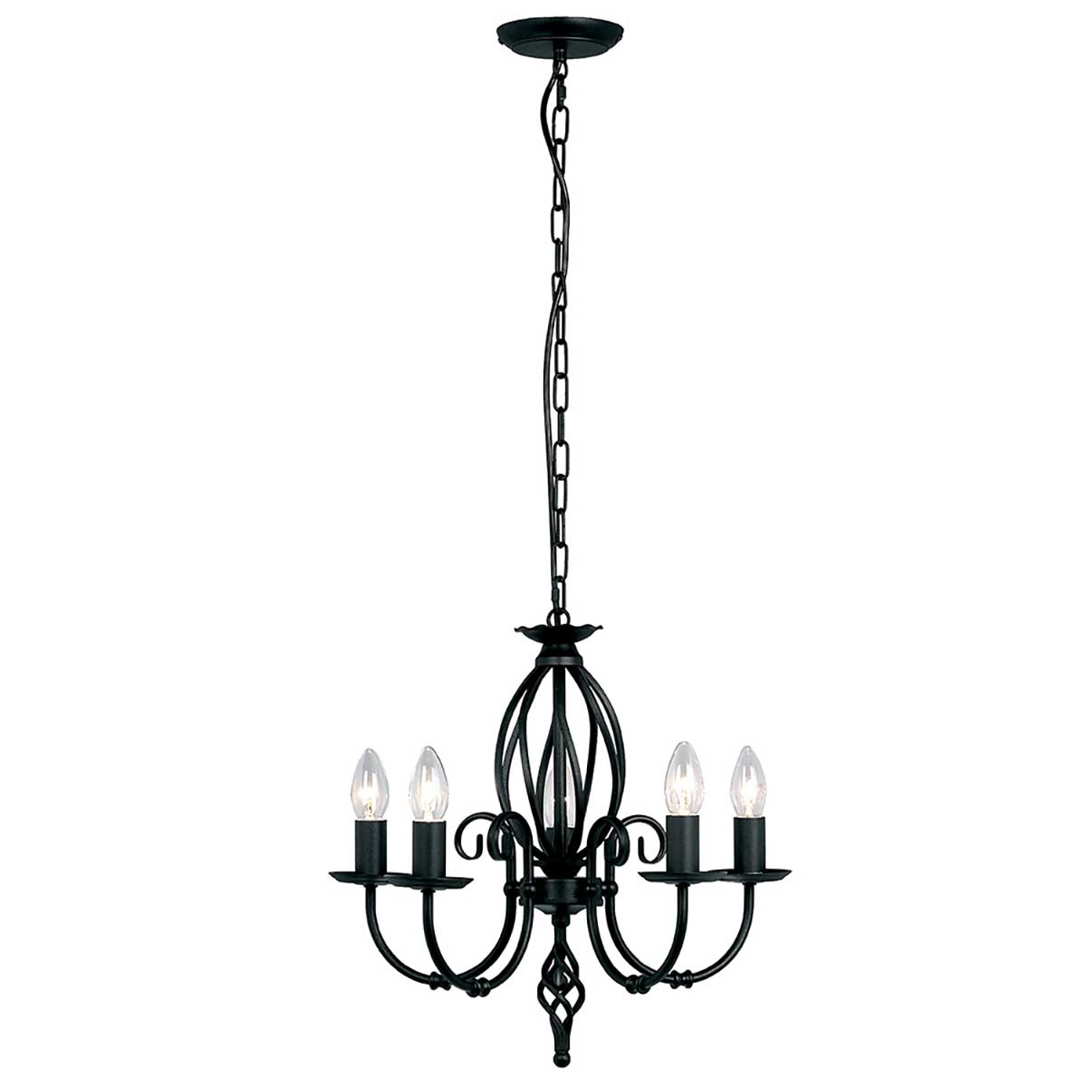 Elstead Lighting Chandelier from the Artisan range. Artisan 5 Light Chandelier Product Code = ART5-BLACK