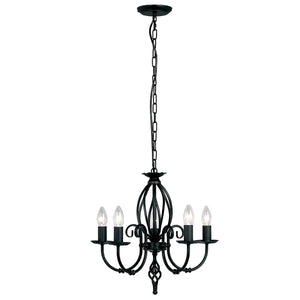 Elstead Lighting Chandelier from the Artisan range. Artisan 5 Light Chandelier Product Code = ART5-BLACK