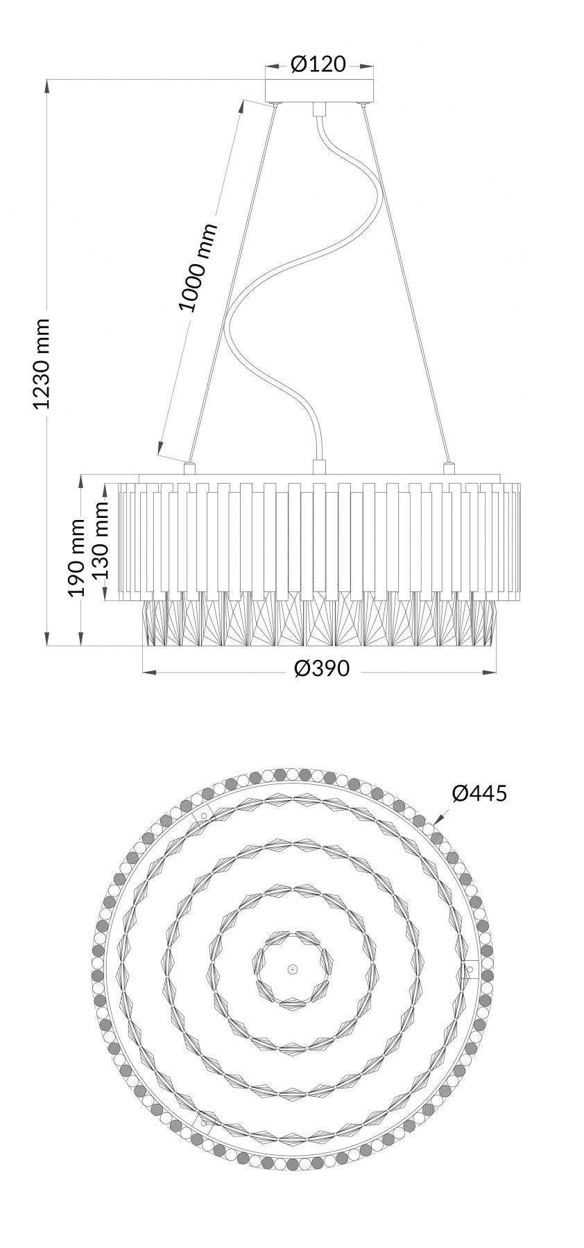 Magnalux Astoria 13 Light Crystal Pendant with Polished Chrome Bars Part Number - AST13CH