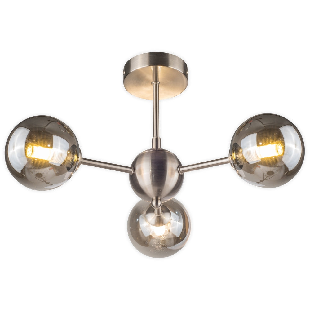 Magnalux Barbara 3 Light Semi Flush Satin Chrome Part Number - BAR03SC