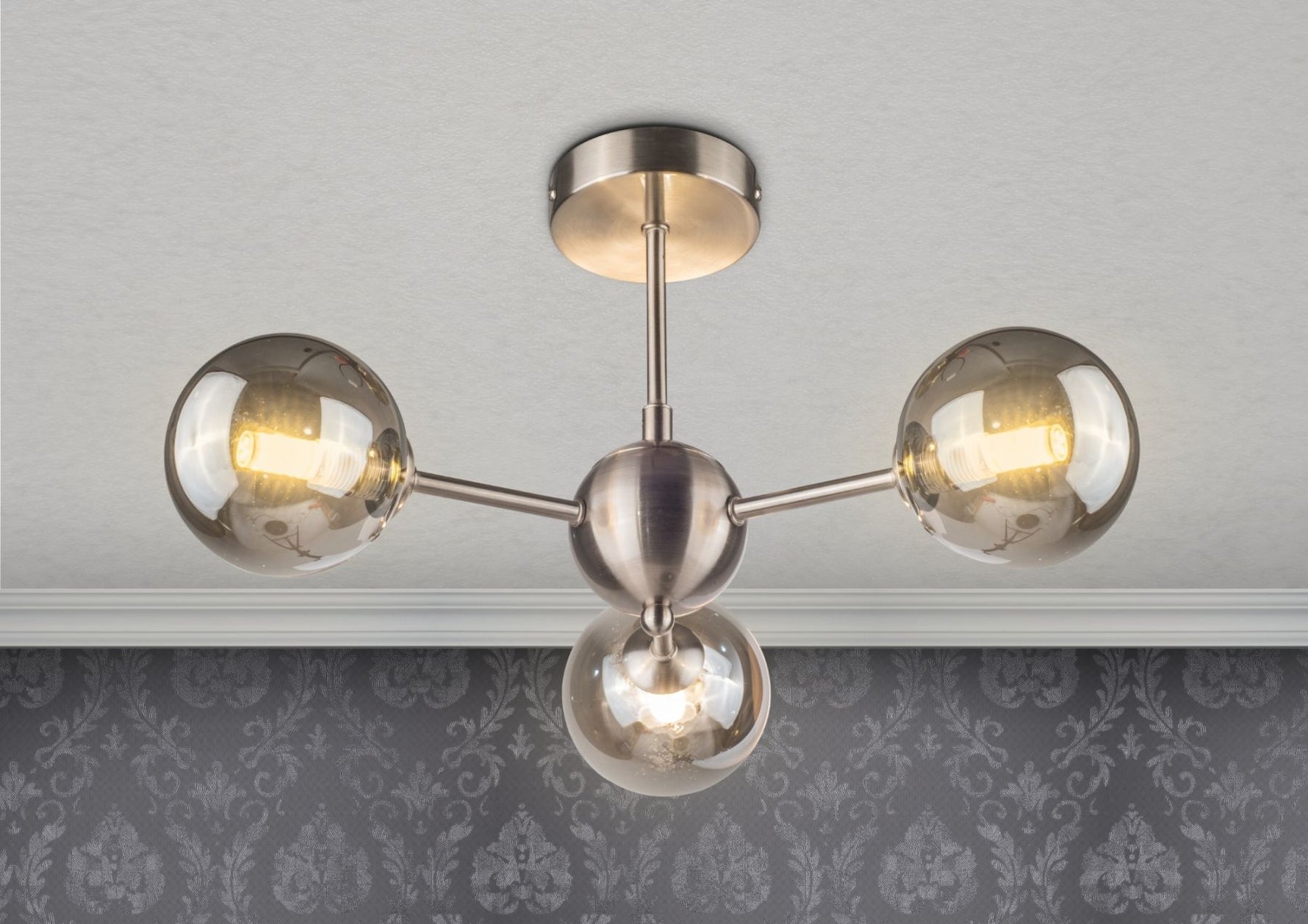 Magnalux Barbara 3 Light Semi Flush Satin Chrome Part Number - BAR03SC