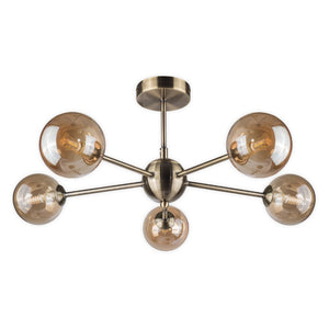 Magnalux Barbara 5 Light Semi Flush Antique Brass Part Number - BAR05AB
