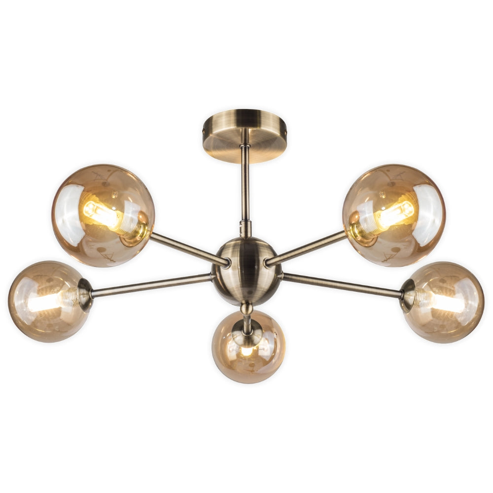Magnalux Barbara 5 Light Semi Flush Antique Brass Part Number - BAR05AB