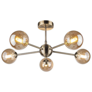 Magnalux Barbara 5 Light Semi Flush Antique Brass Part Number - BAR05AB