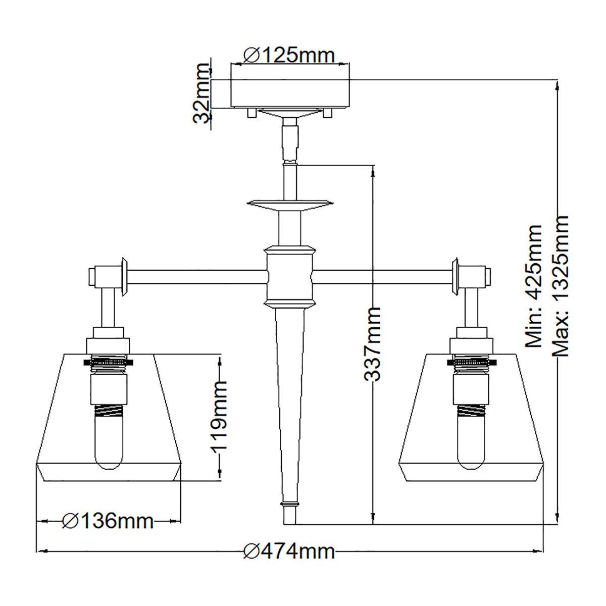 Elstead Lighting Pendant from the Agatha range. Agatha 3 Light Pendant – SKU BATH-AGATHA3P-PC