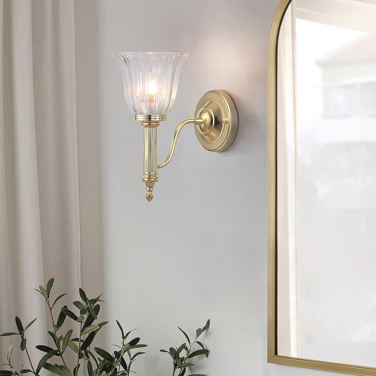 Elstead Lighting Wall Light from the Carroll range. Carroll 1 Light – SKU BATH-CARROLL1-PB