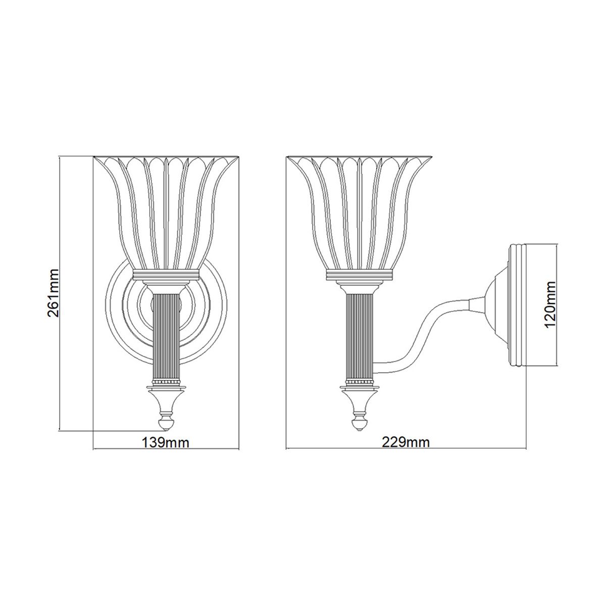 Elstead Lighting Wall Light from the Carroll range. Carroll 1 Light – SKU BATH-CARROLL1-PN
