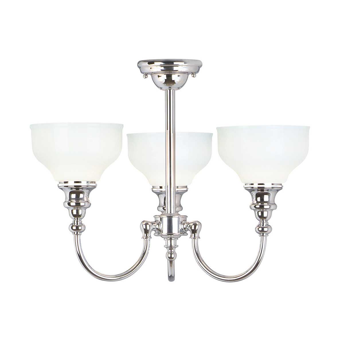 Elstead Lighting Chandelier from the Cheadle range. Cheadle 3 Light Semi-Flush – SKU BATH-CD3