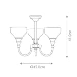 Elstead Lighting Chandelier from the Cheadle range. Cheadle 3 Light Semi-Flush – SKU BATH-CD3