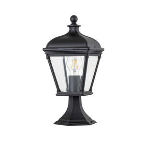 Elstead Lighting Pedestal Lantern from the Bayview range. Bayview 1 Light Medium Pedestal Lantern Product Code = BAYVIEW-3M-BK
