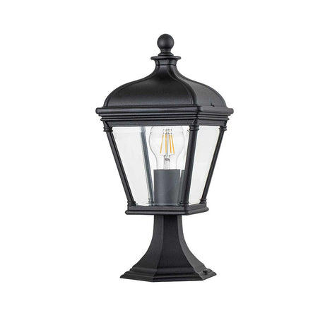 Elstead Lighting Pedestal Lantern from the Bayview range. Bayview 1 Light Medium Pedestal Lantern Product Code = BAYVIEW-3M-BK