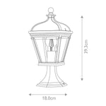 Elstead Lighting Pedestal Lantern from the Bayview range. Bayview 1 Light Medium Pedestal Lantern – SKU BAYVIEW-3M-BK