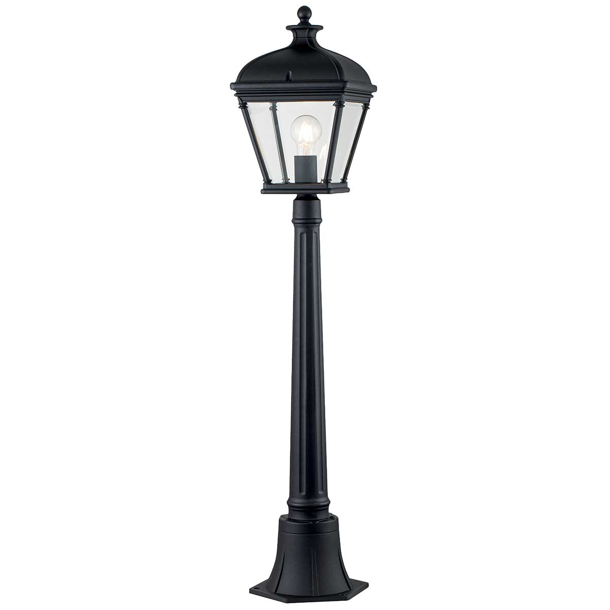 Elstead Lighting Pillar Lantern from the Bayview range. Bayview 1 Light Medium Pillar Lantern Product Code = BAYVIEW-4M-BK