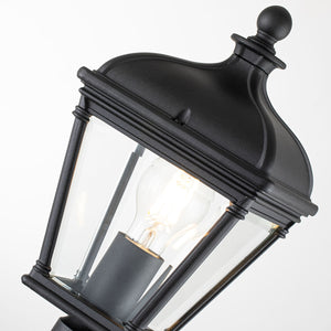 Elstead Lighting Pillar Lantern from the Bayview range. Bayview 1 Light Medium Pillar Lantern Product Code = BAYVIEW-4M-BK