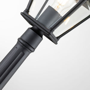 Elstead Lighting Pillar Lantern from the Bayview range. Bayview 1 Light Medium Pillar Lantern Product Code = BAYVIEW-4M-BK