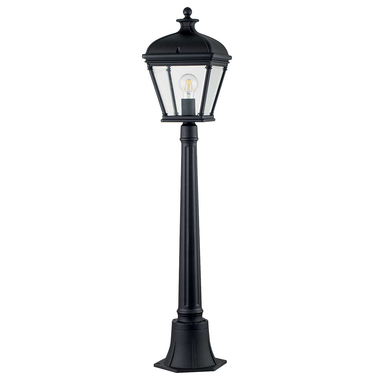 Elstead Lighting Pillar Lantern from the Bayview range. Bayview 1 Light Medium Pillar Lantern Product Code = BAYVIEW-4M-BK