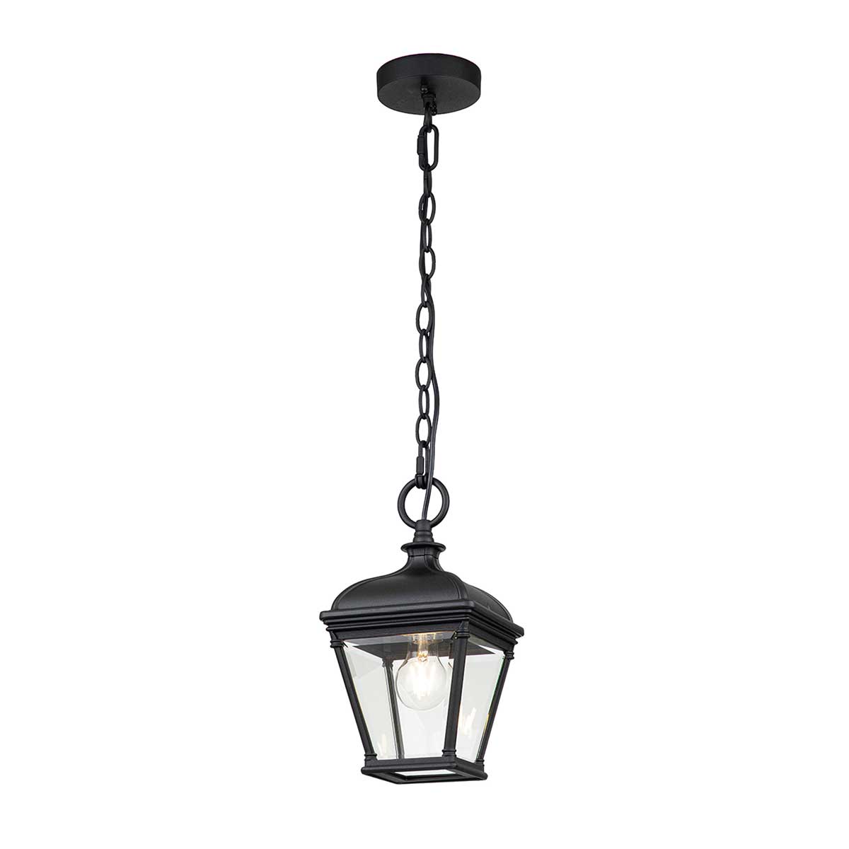 Elstead Lighting Outdoor Hanging from the Bayview range. Bayview 1 Light Medium Chain Lantern  Product Code = BAYVIEW-8M-BK