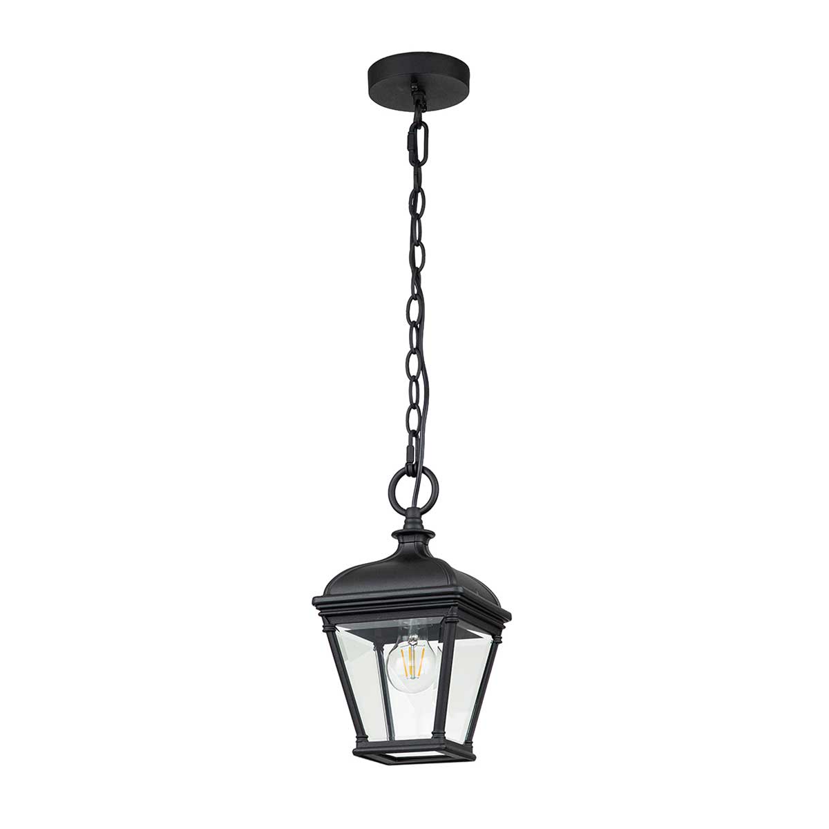 Elstead Lighting Outdoor Hanging from the Bayview range. Bayview 1 Light Medium Chain Lantern  Product Code = BAYVIEW-8M-BK