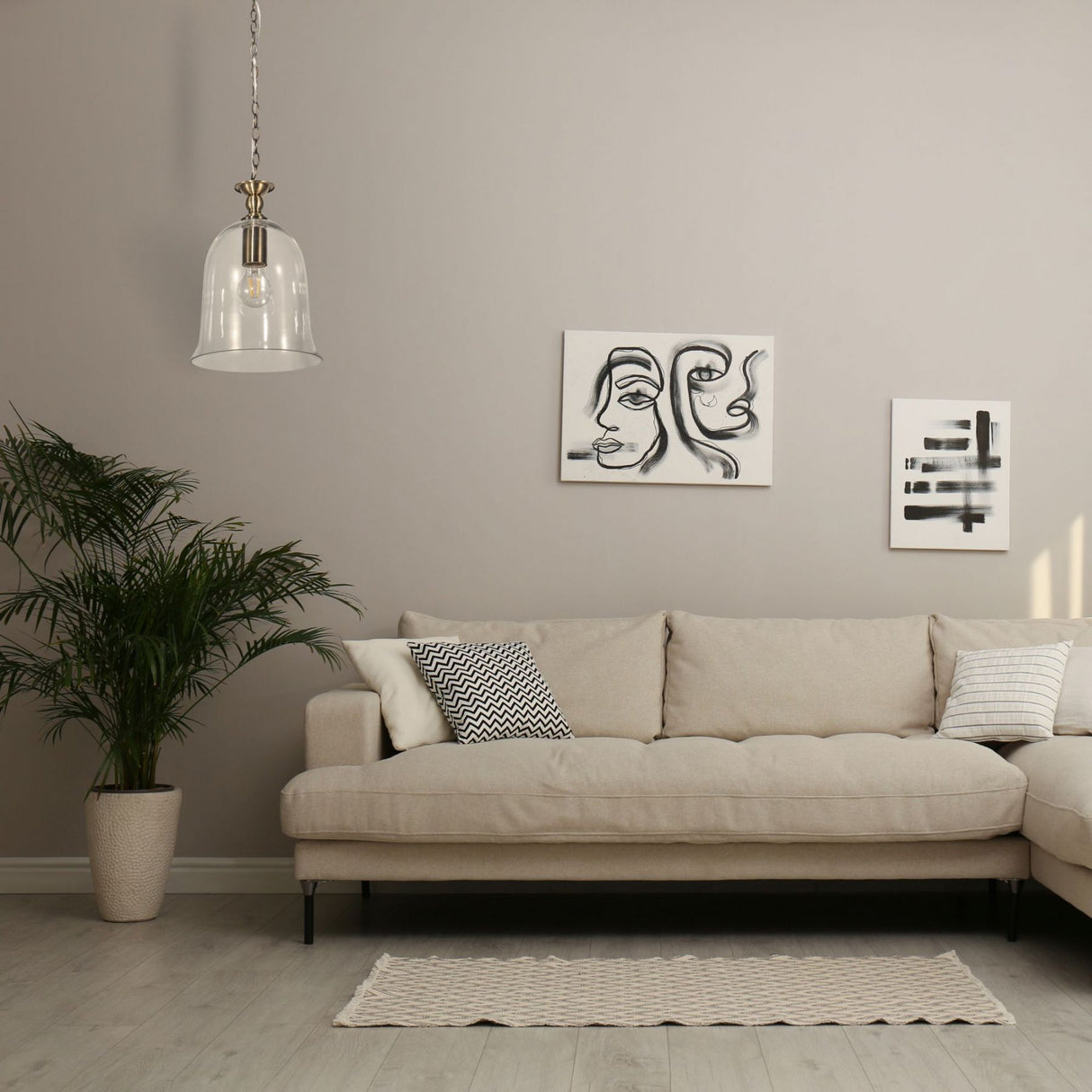 Magnalux Bell 1 Light Clear Glass Pendant Antique Brass Part Number - BEL01AB