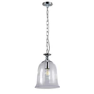 Magnalux Bell 1 Light Clear Glass Pendant Polished Chrome Part Number - BEL01CH