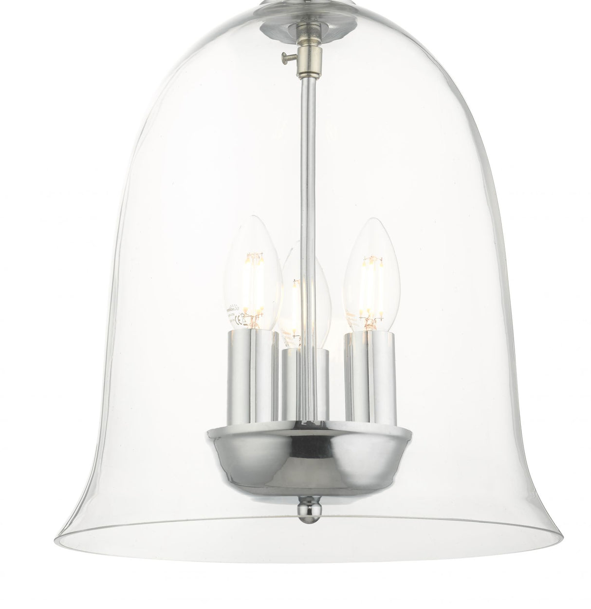Magnalux Bell 3 Light Clear Glass Pendant Polished Chrome Part Number - BEL03CH