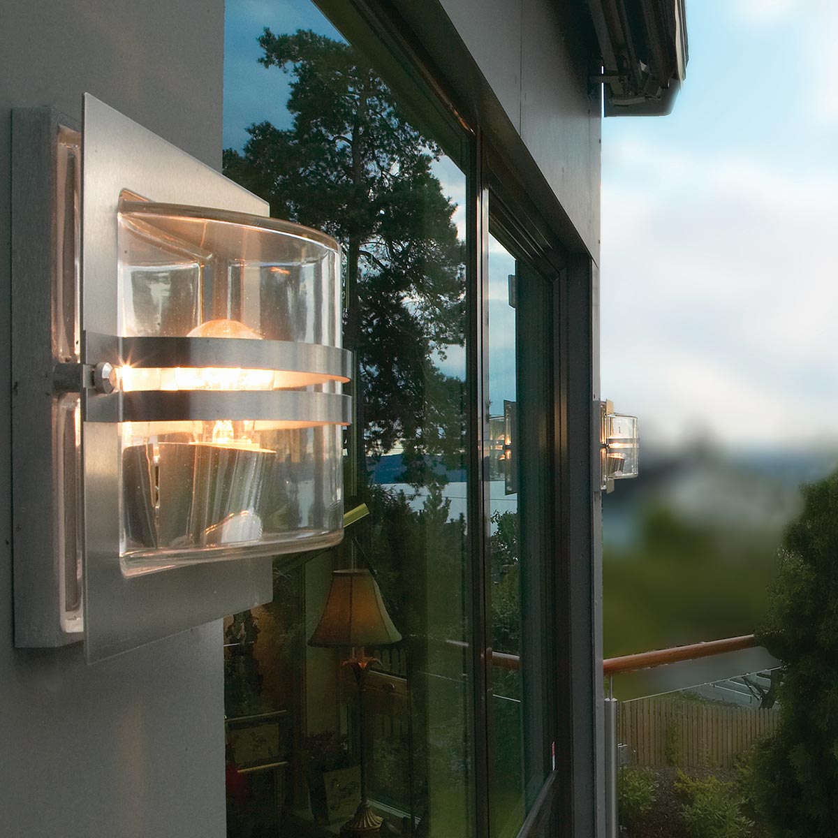 Norlys Bern 1 Light Wall Lantern - Stainless Steel With Clear Glass BERN-E27-S-S-C