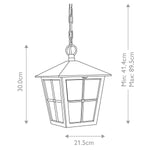 Elstead Lighting Outdoor Hanging from the Canterbury range. Canterbury 1 Light Chain Lantern – SKU BL48M-BLACK