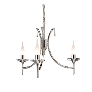 Elstead Lighting Chandelier from the Brightwell range. Brightwell 3 Light Chandelier Product Code = BR3-NICKEL