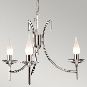 Elstead Lighting Chandelier from the Brightwell range. Brightwell 3 Light Chandelier Product Code = BR3-NICKEL
