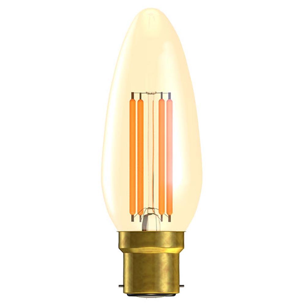 British Electric Lamps FL-CP-LCND4BCG/DIM BEL - British Electric Lamps BELL LED Part Number 1451 4W LED Vintage Candle Dimmable BC Gold 2000K