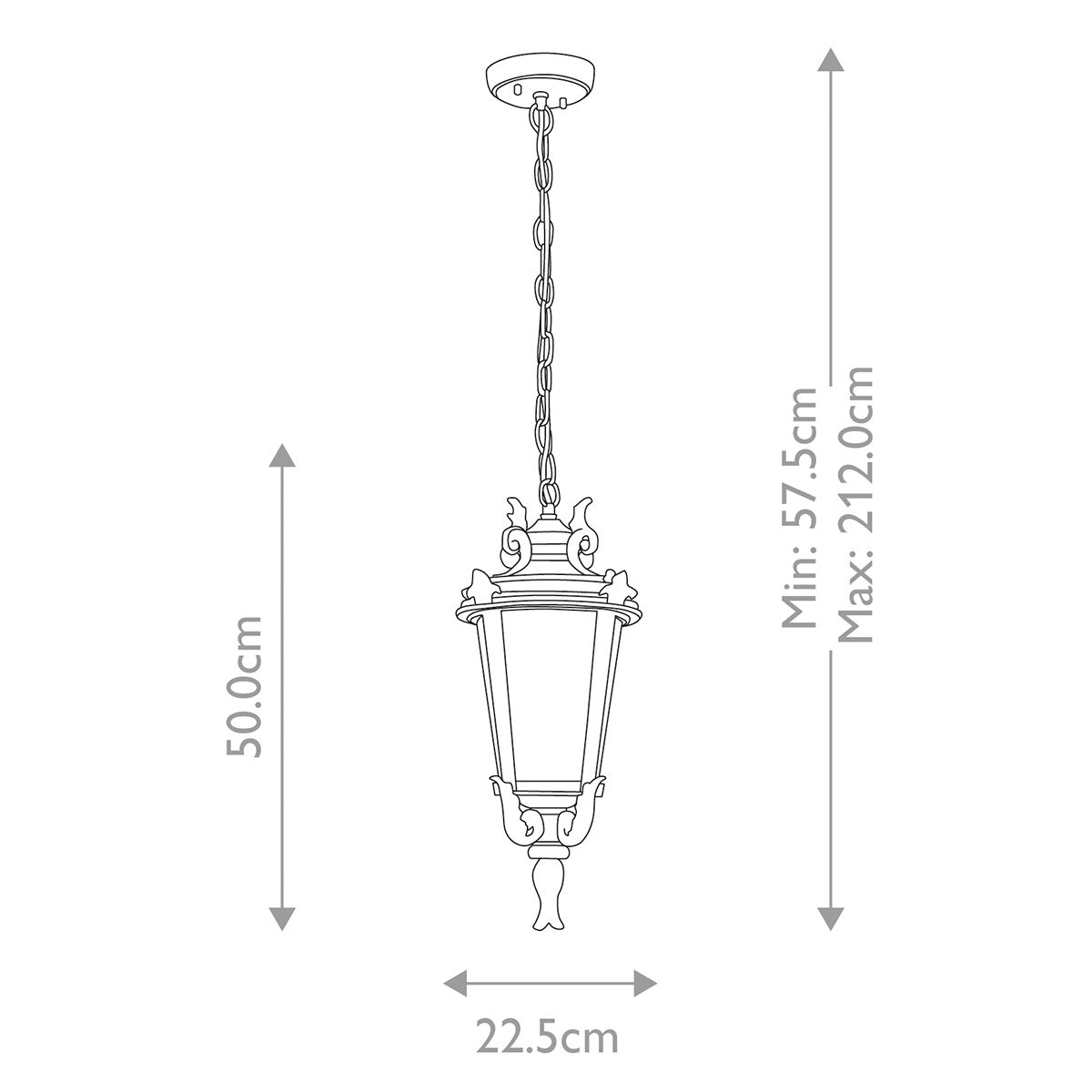 Elstead Lighting Outdoor Hanging from the Baltimore range. Baltimore 1 Light Medium Chain Lantern – SKU BT8-M