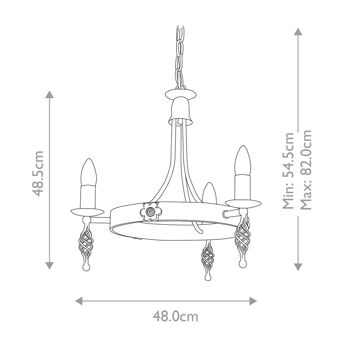 Elstead Lighting Chandelier from the Belfry range. Belfry 3 Light Chandelier – SKU BY3-BLACK