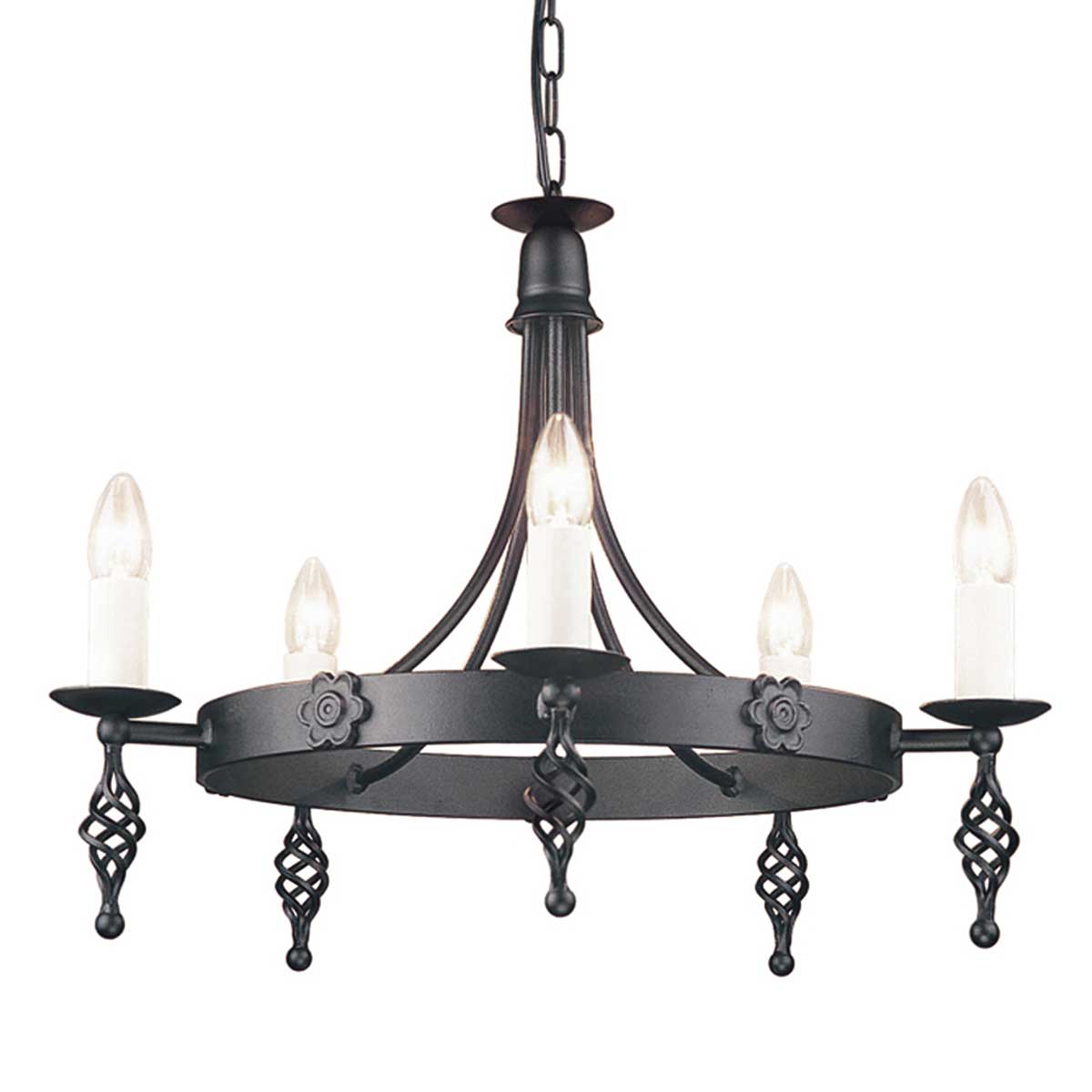 Elstead Lighting Chandelier from the Belfry range. Belfry 5 Light Chandelier Product Code = BY5-BLACK