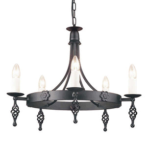 Elstead Lighting Chandelier from the Belfry range. Belfry 5 Light Chandelier Product Code = BY5-BLACK