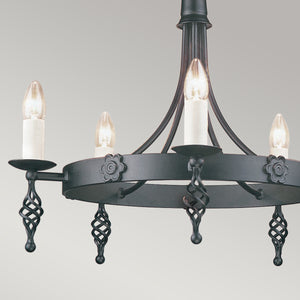 Elstead Lighting Chandelier from the Belfry range. Belfry 5 Light Chandelier Product Code = BY5-BLACK