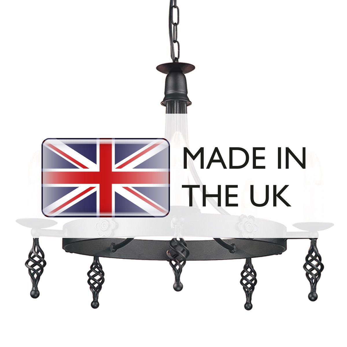 Elstead Lighting Chandelier from the Belfry range. Belfry 5 Light Chandelier – SKU BY5-BLACK