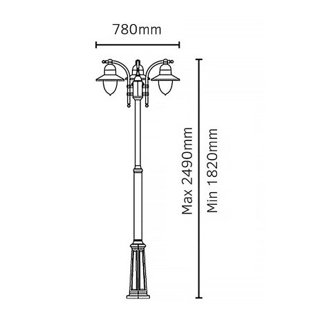 Norlys Como 3 Light Triple Head Post C7-BLACK