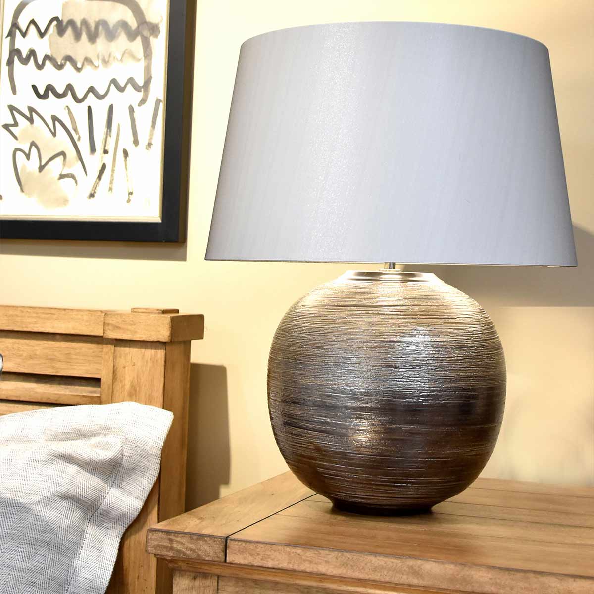 Elstead Lighting Table Lamp from the Caesar range. Caesar 1 Light Table Lamp - Silver Product Code = CAESAR-TL-SIL