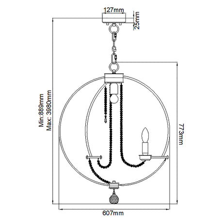 Elstead Lighting Chandelier from the Cassie range. Cassie 7 Light Chandelier Product Code = CASSIE7