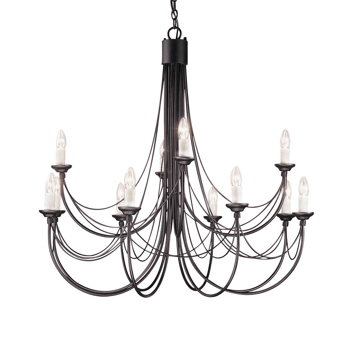 Elstead Lighting Chandelier from the Carisbrooke range. Carisbrooke 12 Light Chandelier Product Code = CB12-BLACK