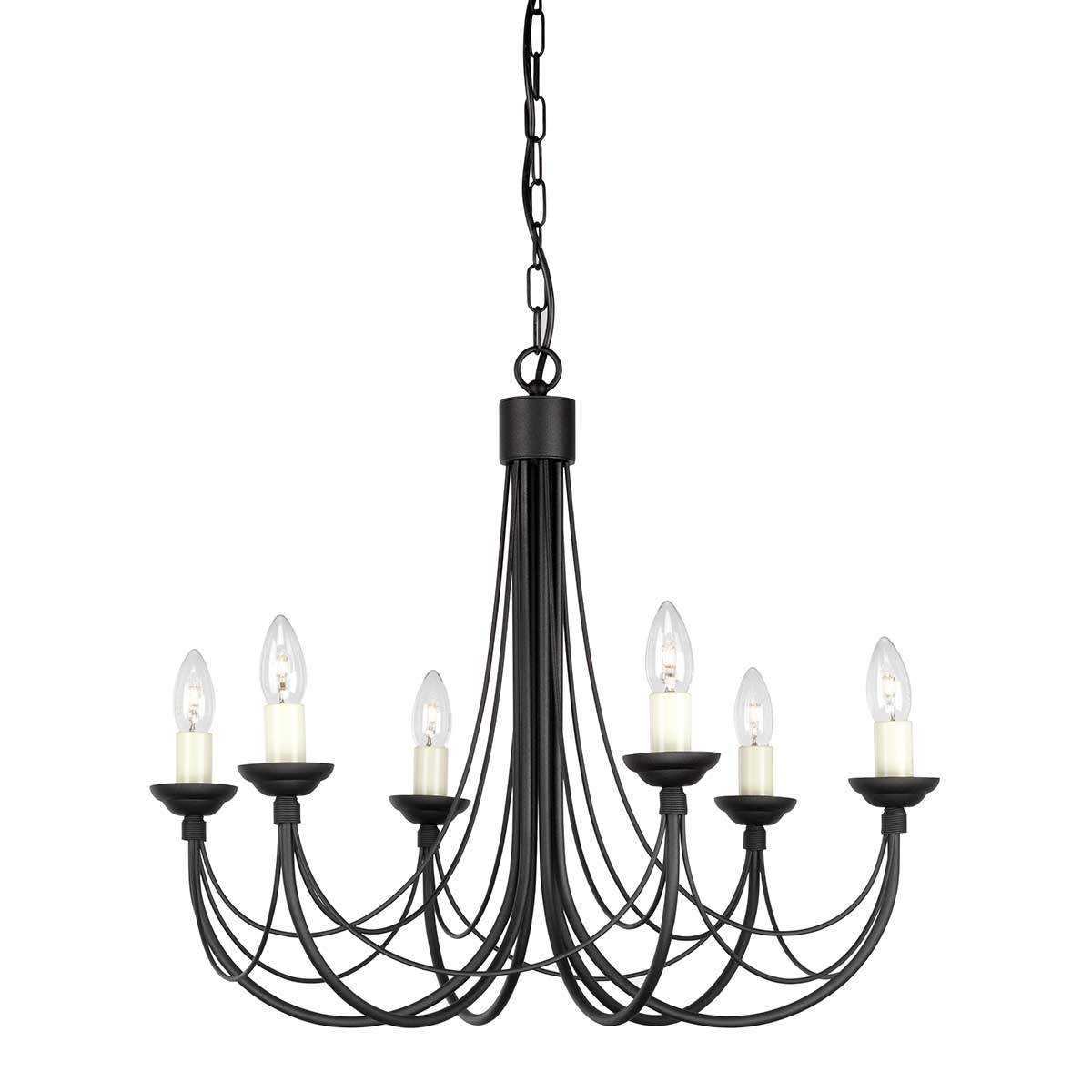 Elstead Lighting Chandelier from the Carisbrooke range. Carisbrooke 6 Light Chandelier Product Code = CB6-BLACK