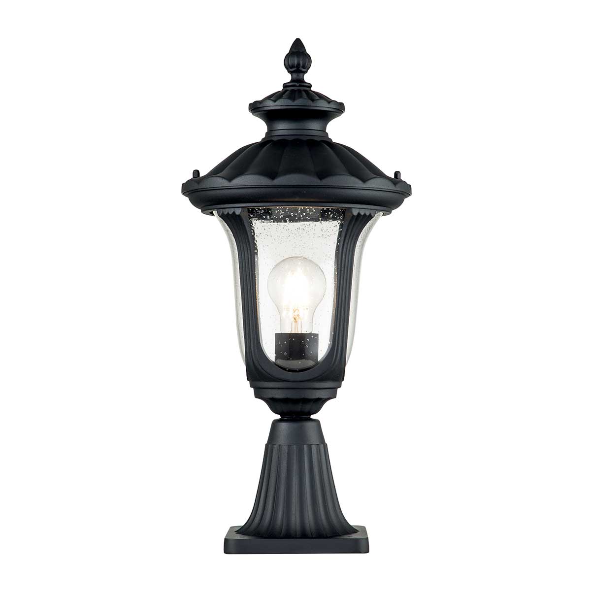 Elstead Lighting Pedestal Lantern from the Chicago range. Chicago 1 Light Small Pedestal Lantern Product Code = CC3-S-BK